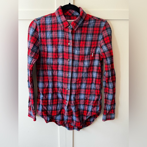 Vans Women’s Plaid Button Down Flannel Red Size XS‎ - Picture 1 of 9